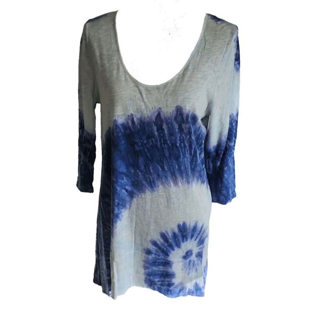 Soft Surroundings PL Tie Dye Green Blue Pull Over Tunic 110150